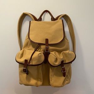 Club Monaco leather-trimmed canvas backpack